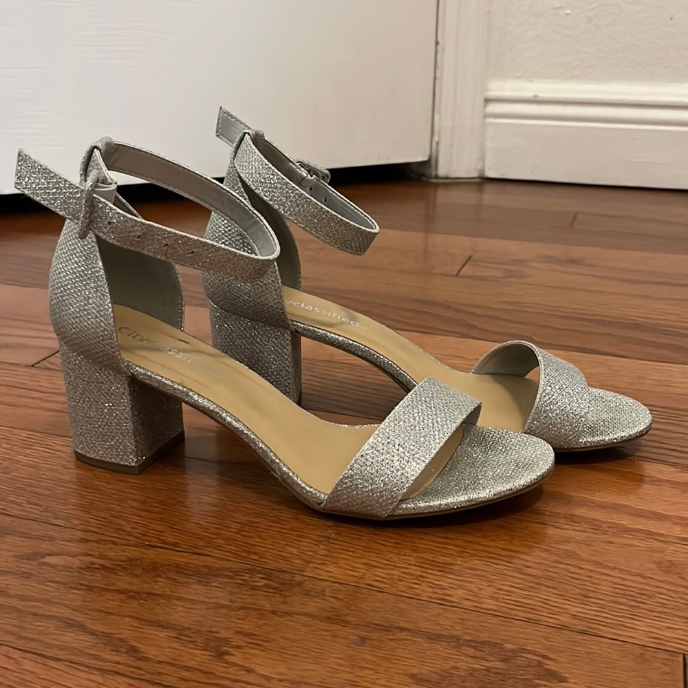 Silver Block Heels